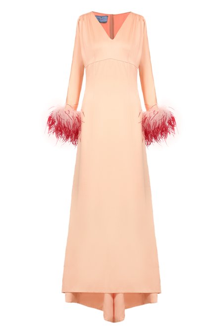 Женское платье с отделкой перьями PRADA, арт. P35Q0P-1PXM-F0VPK-172