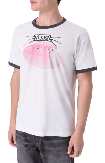 Хлопковая футболка DIESEL белого цвета по цене 14200 руб., арт. A19639/0PLAT, фото 3 Хлопковая футболка DIESEL, арт. A19639/0PLAT, фото 3