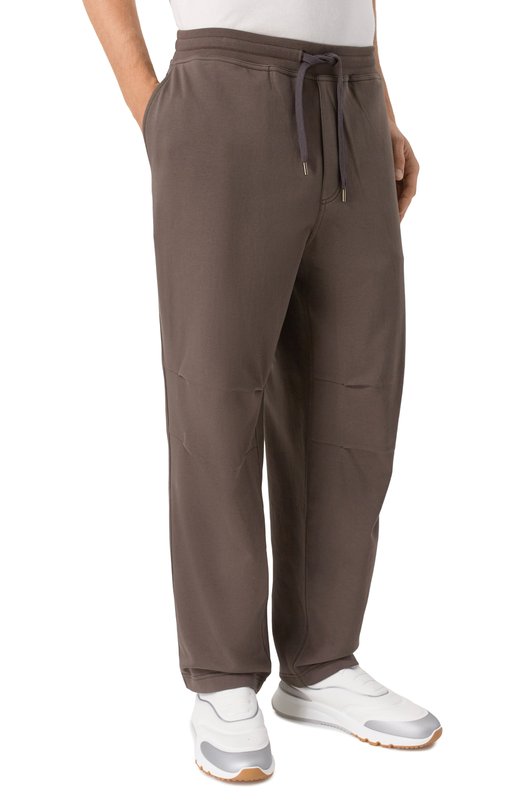Хлопковые брюки Brunello Cucinelli MW8633381G Коричневый  MW8633381G Фото 3