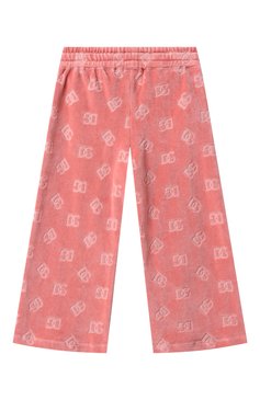 Детские велюровые брюки DOLCE & GABBANA темно-розового цвета, арт. L5JPF8/FJ7DL/2-6 | Фото 2 (Материал сплава: Проставлено; Нос: Не проставлено; Случай: Повседневный; Материал внешний: Хлопок; Ростовка одежда: 4 года | 104 см, 6 лет | 116 см, 2 года | 92 см, 5 лет | 110 см, 3 года | 98 см)