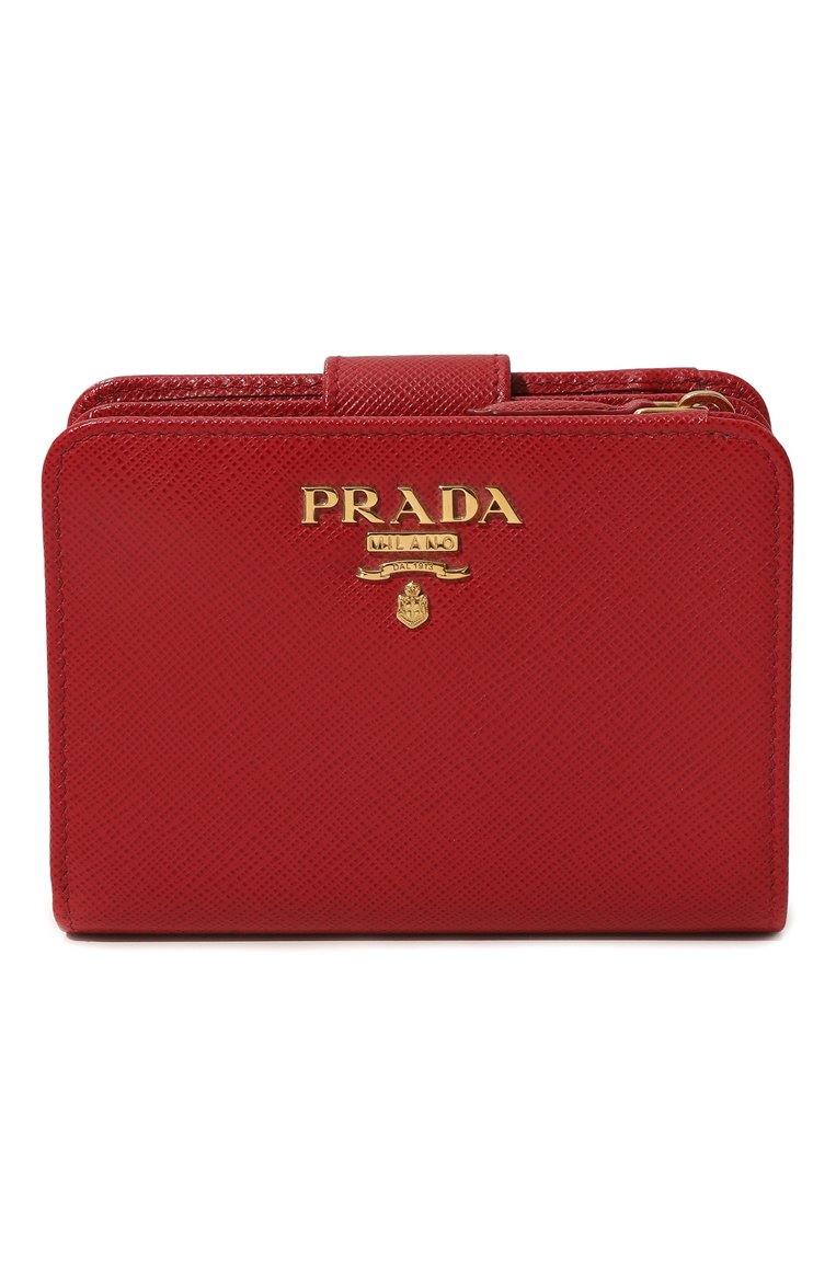 Женские кожаное портмоне PRADA красного цвета, арт. 1ML018-QWA-F068Z | Фото 1 (�Материал: Натуральная кожа; Материал сплава: Проставлено; Нос: Не проставлено)