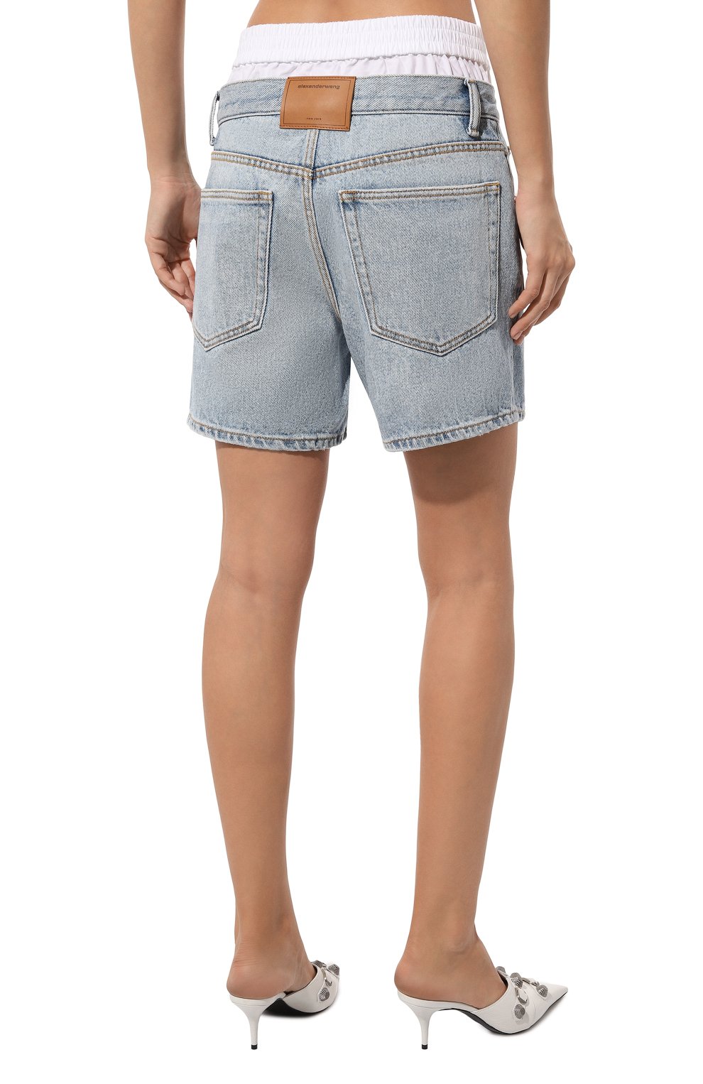 Джинсовые шорты ALEXANDER WANG голубого цвета по цене 59350 руб., арт. 4DC3244404, фото 4 Джинсовые шорты ALEXANDER WANG, арт. 4DC3244404, фото 4
