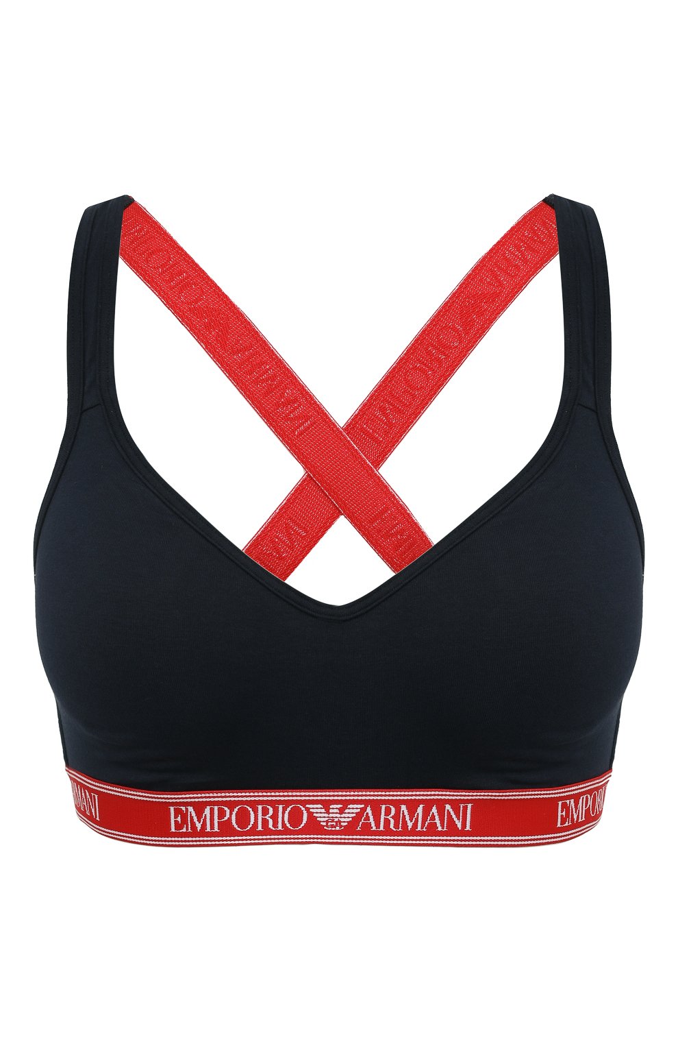 Хлопковый бра-топ EMPORIO ARMANI темно-синего цвета по цене 6560 руб., арт. 163995/2R227, фото 1 Хлопковый бра-топ EMPORIO ARMANI, арт. 163995/2R227, фото 1
