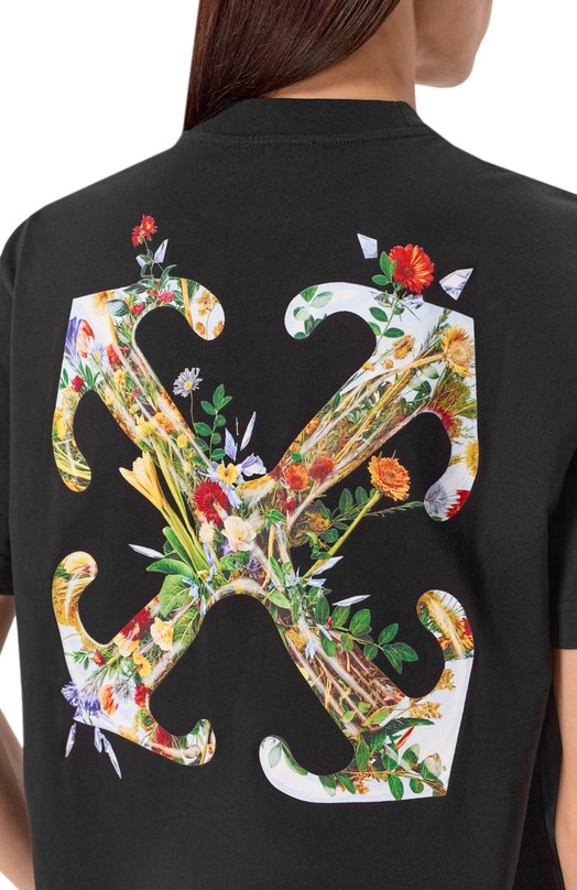 Хлопковая футболка Off-White 0WAA089F25JER001 Чёрный  0WAA089F25JER001 Фото 5