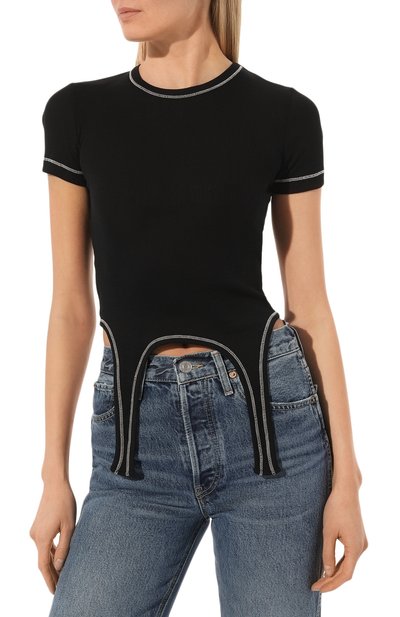 Хлопковая футболка HELMUT LANG черного цвета по цене 16400 руб., арт. M04HW511, фото 3 Хлопковая футболка HELMUT LANG, арт. M04HW511, фото 3