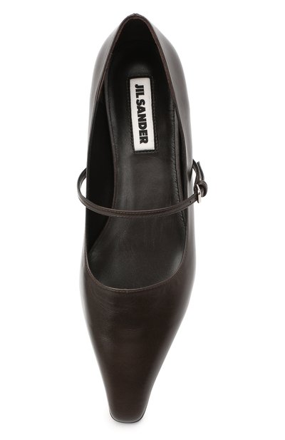 Кожаные балетки JIL SANDER темно-коричневого цвета по цене 57550 руб., арт. JS35111A-12015, фото 5 Кожаные балетки JIL SANDER, арт. JS35111A-12015, фото 5