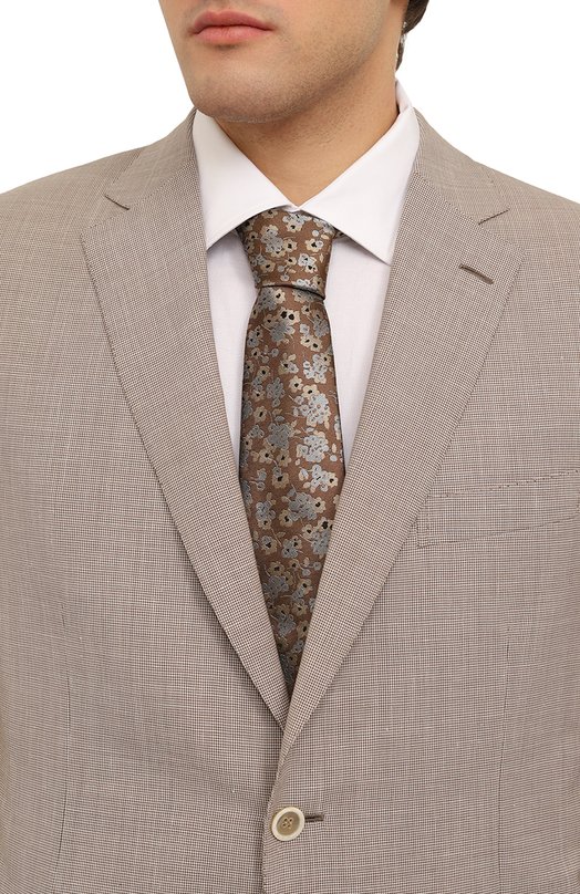 Шелковый галстук Canali 18/HJ03978 Коричневый  18/HJ03978 Фото 2