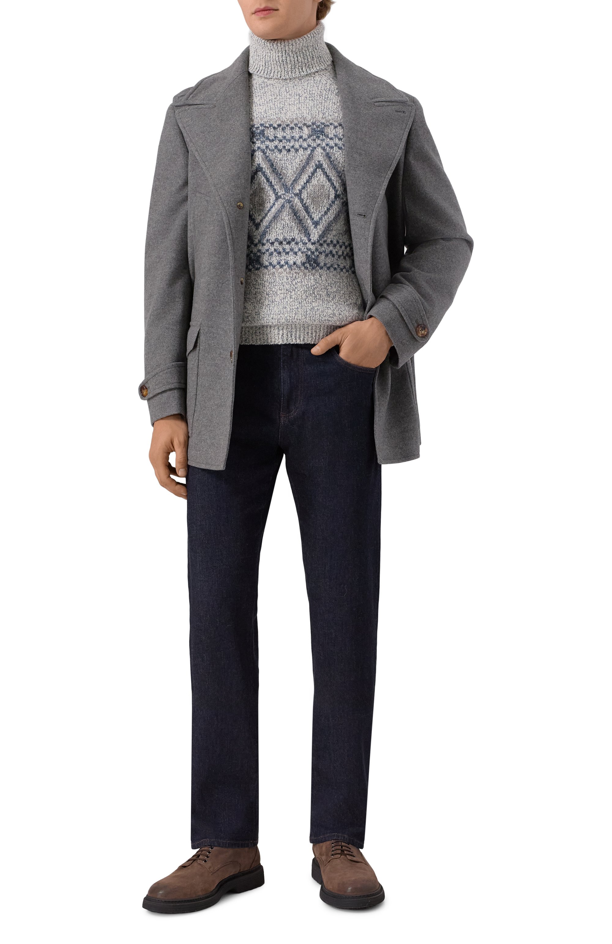 Свитер из шерсти и шелка BRUNELLO CUCINELLI синего цвета по цене 399500 руб., арт. MRI505403, фото 2 Свитер из шерсти и шелка BRUNELLO CUCINELLI, арт. MRI505403, фото 2