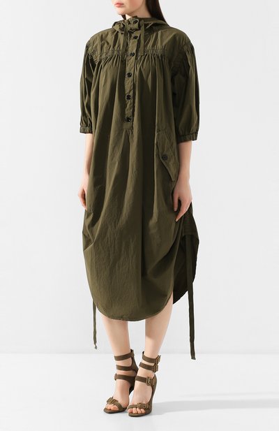 Хлопковое платье DRIES VAN NOTEN хаки цвета по цене 58300 руб., арт. 201-31082-9030, фото 3 Хлопковое платье DRIES VAN NOTEN, арт. 201-31082-9030, фото 3