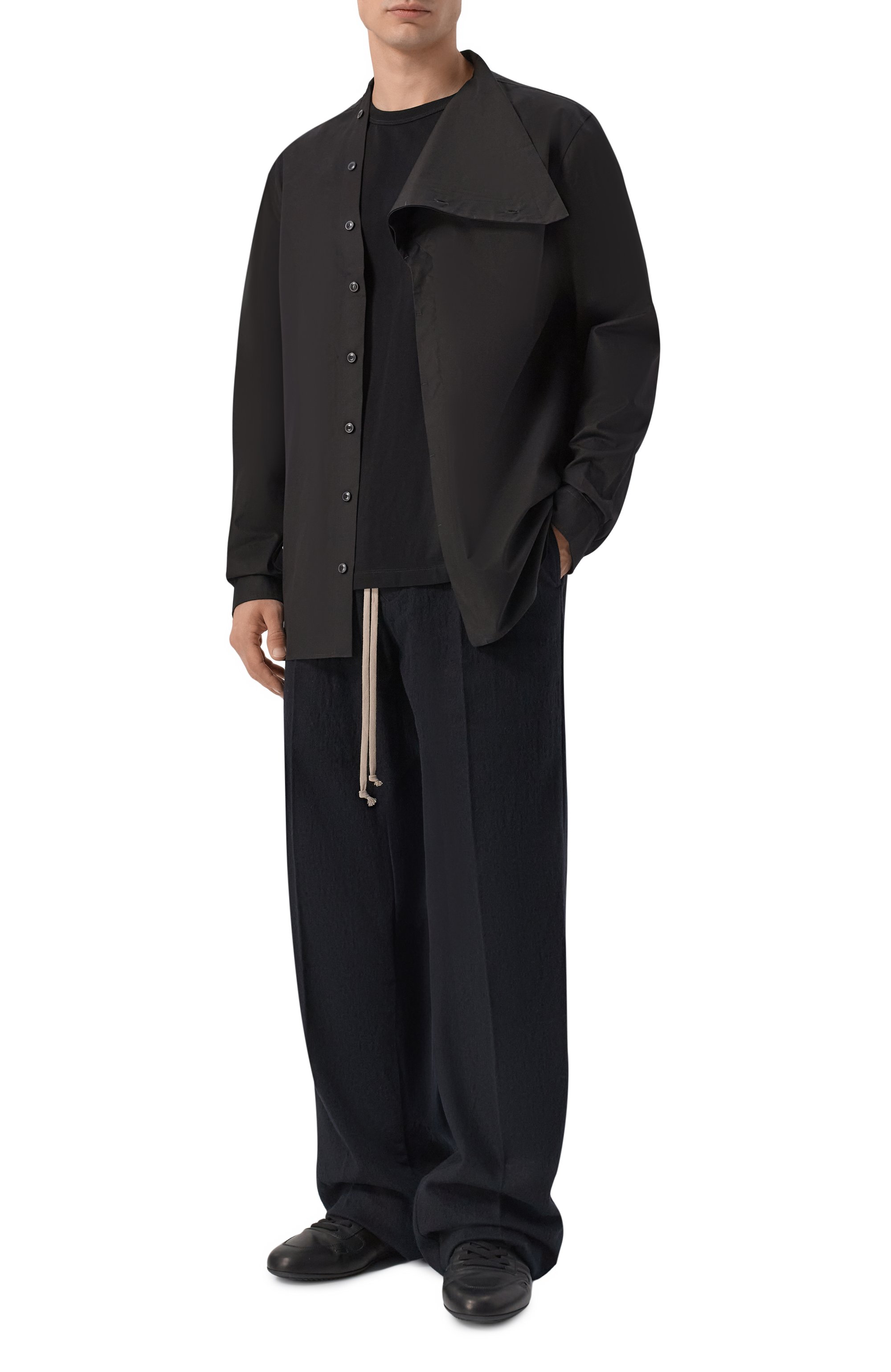 Хлопковая рубашка RICK OWENS черного цвета по цене 86850 руб., арт. RU02F4299/P, фото 2 Хлопковая рубашка RICK OWENS, арт. RU02F4299/P, фото 2