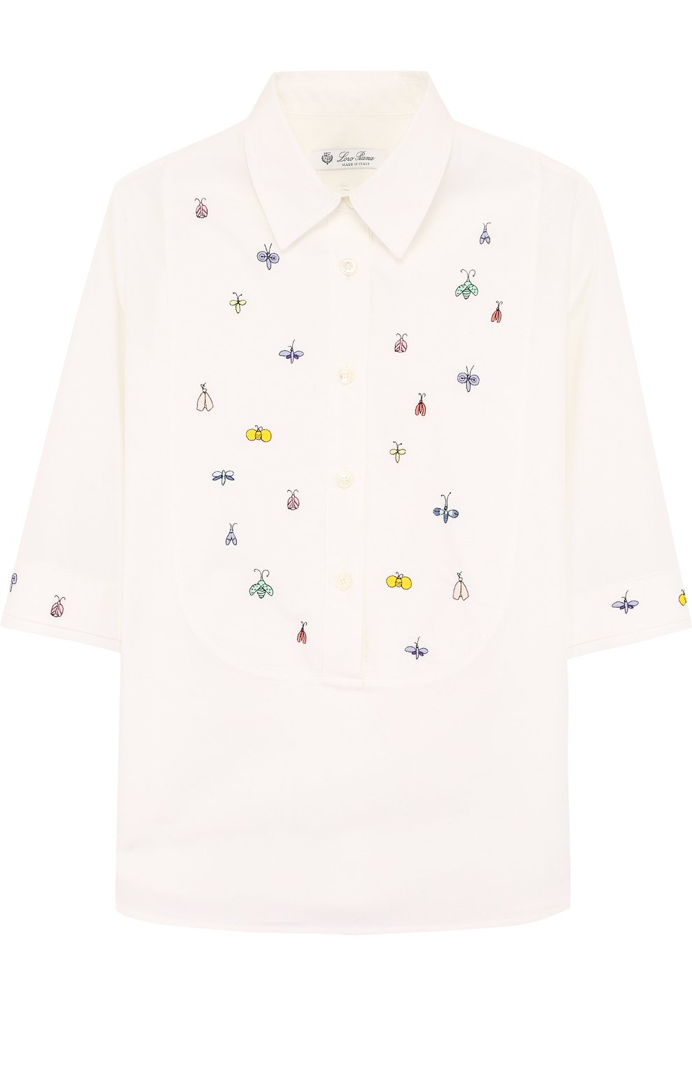 Хлопковая блуза с вышивкой LORO PIANA белого цвета по цене 44850 руб., арт. FAI0558, фото 1 Хлопковая блуза с вышивкой LORO PIANA, арт. FAI0558, фото 1