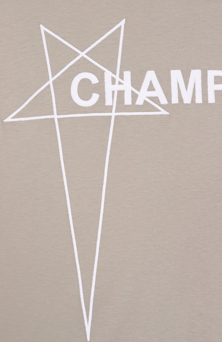 Мужская хлопковая футболка rick owens x champion RICK OWENS бежевого цвета, арт. CM01E1677/CHJG | Фото 6 (Принт: Без принта; Мужское Кросс-КТ: Футболка-одежда; Автоматизация ТО: Проставлено; Автоматизация состава: Проставлен�о; Детали: Декор; Длина (для топов): Стандартные; Материал внешний: Хлопок; Стили: Спорт-шик; Рукава: Короткие)