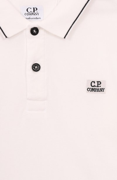 Хлопковое поло C.P. COMPANY белого цвета по цене 12100 руб., арт. C0M001/LFA04/10-14, фото 3 Хлопковое поло C.P. COMPANY, арт. C0M001/LFA04/10-14, фото 3