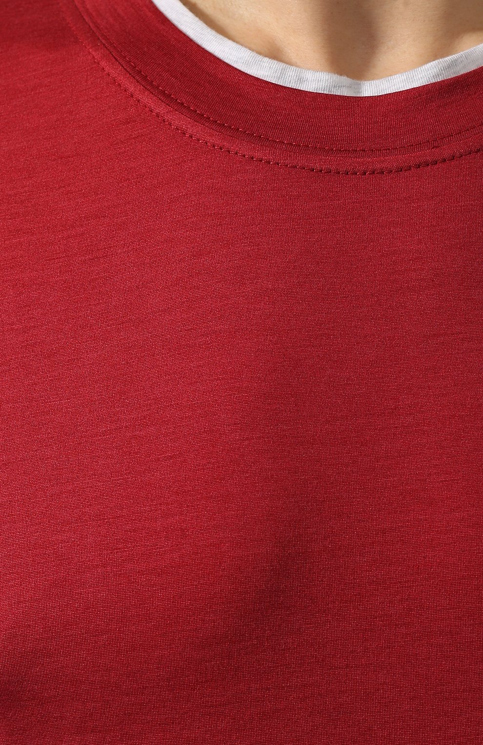 Футболка из шелка и хлопка BRUNELLO CUCINELLI красного цвета по цене 56300 руб., арт. MTS467427, фото 5 Футболка из шелка и хлопка BRUNELLO CUCINELLI, арт. MTS467427, фото 5