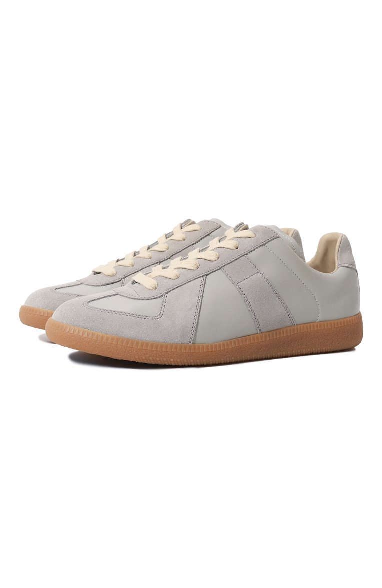 Женские кожаные кеды replica MAISON MARGIELA с�ветло-серого цвета, арт. S58WS0109/P1895 | Фото 1 (Подошва: Платформа; Стили: Кэжуэл; Материал внутренний: Текстиль; Материал внешний: Натуральная кожа; Кросс-КТ: Низкие)
