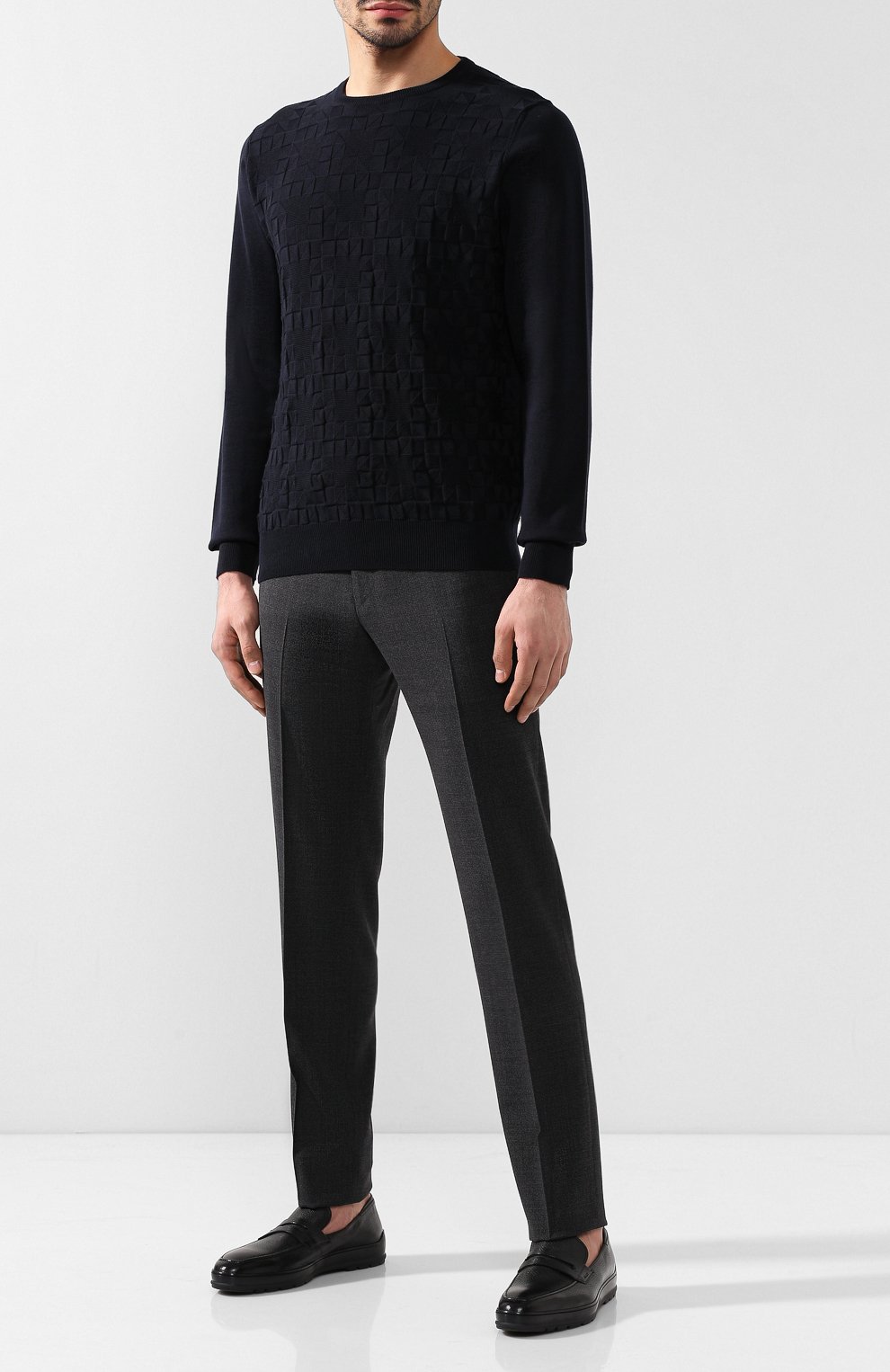 Хлопковый джемпер FIORONI темно-синего цвета по цене 49900 руб., арт. M18210A1, фото 2 Хлопковый джемпер FIORONI, арт. M18210A1, фото 2