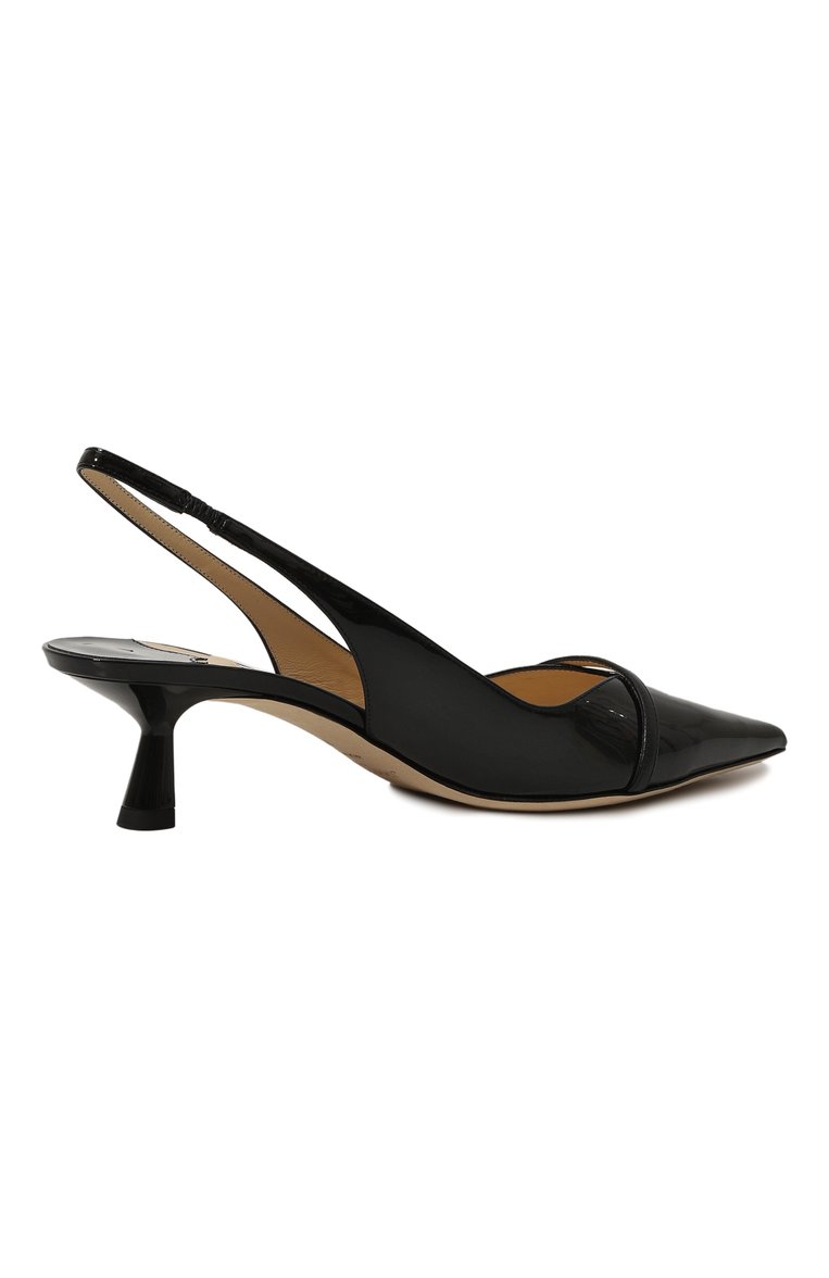 Женские кожаные туфли amita 45 JIMMY CHOO черного цвета, арт. AMITA 45/PTZ | Фото 5 (Материал внутренний: Натуральная кожа; Подошва: Плоская; Каблук высота: Низкий; Драгоценные камни: Проставлено; Материал сплава: Проставлено; Каблук тип: Kitten heel; Материал внешний: Натураль�ная кожа; Женское Кросс-КТ: Слингбэки)