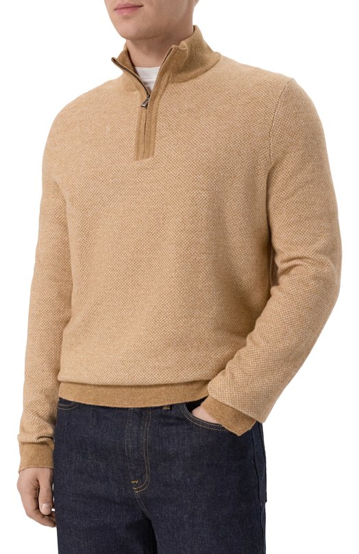 Джемпер из шерсти и хлопка BOSS 50549976 Бежевый  50549976 Фото 3