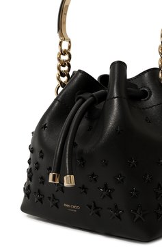 Женская сумка bon bon small JIMMY CHOO черного цвета, арт. B0N B0N BUCKET/S/A0R | Фото 3 (Материал: Натуральная кожа; Размер: small; Материал сплава: Проставлено; Ремень/цепочка: На ремешке; Драгоценные камни: Проставлено)