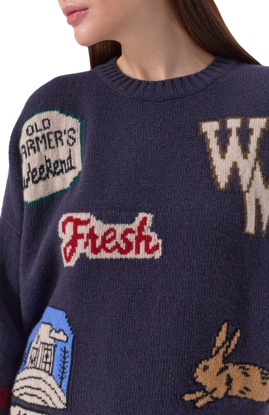 Шерстяной свитер Weekend Max Mara PAVIDI Синий  PAVIDI Фото 5