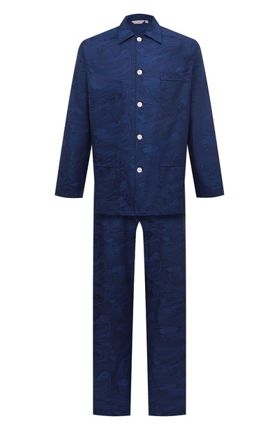 Хлопковая пижама DEREK ROSE темно-синего цвета по цене 35500 руб., арт. 5000-PARI022, фото 1 Хлопковая пижама DEREK ROSE, арт. 5000-PARI022, фото 1