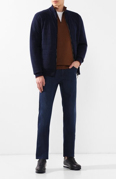 Кожаные кроссовки BRIONI синего цвета по цене 69950 руб., арт. QHGG0L/P8738, фото 2 Кожаные кроссовки BRIONI, арт. QHGG0L/P8738, фото 2