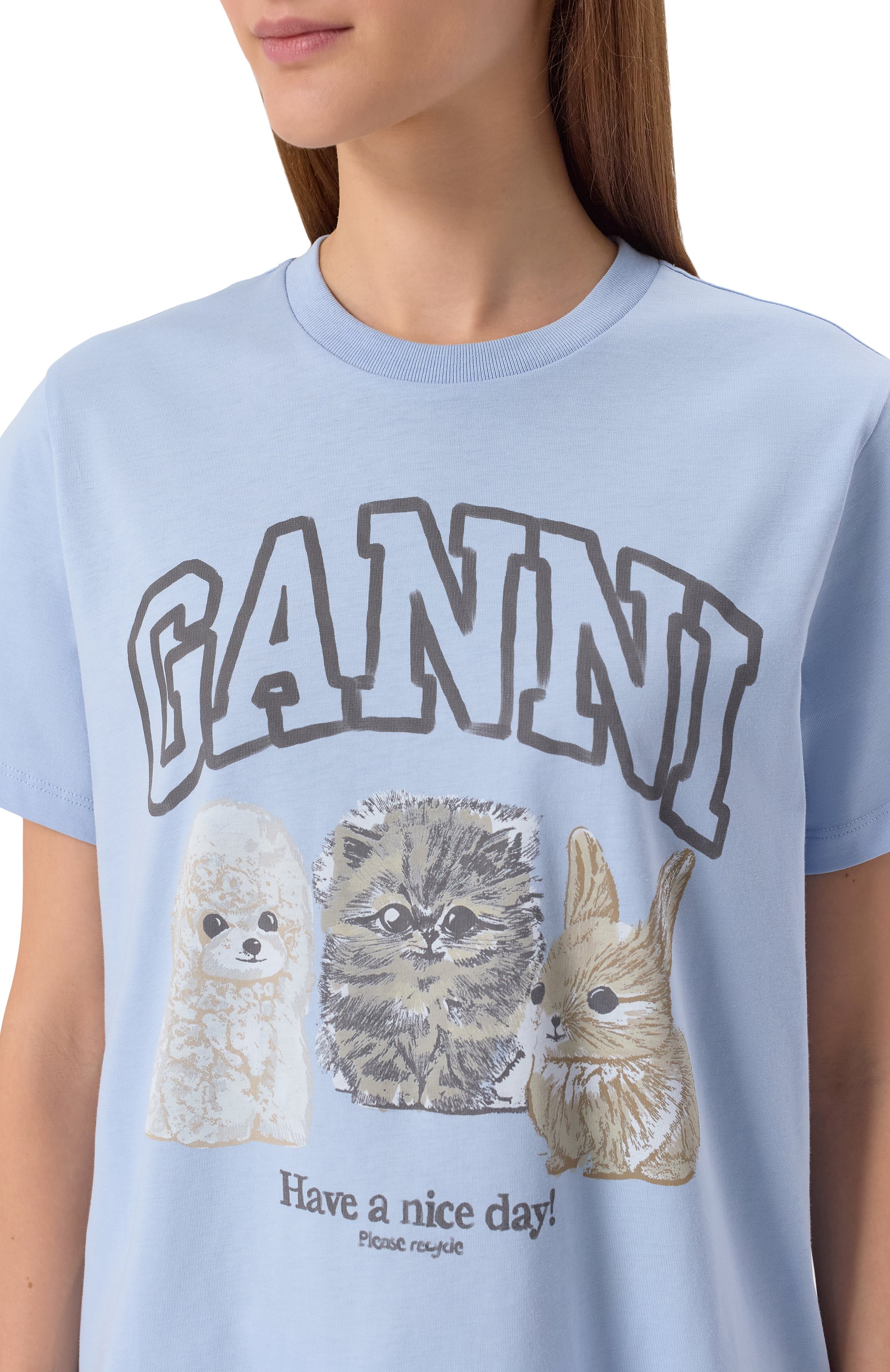 Хлопковая футболка GANNI, арт. T4278, фото 5