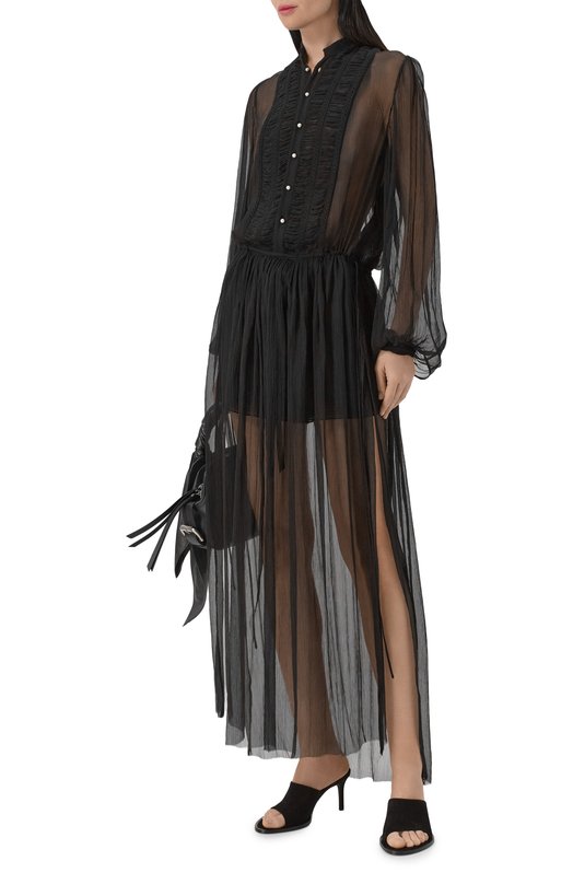 Шелковое платье Ann Demeulemeester B0013958/FA732 Чёрный  B0013958/FA732 Фото 2
