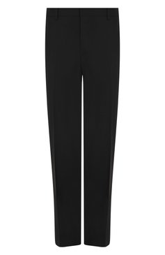 Мужские шерстяные брюки  PRADA черного цвета, арт. UPA841-D39-F0002 | Фото 1 (Статус проверки: Проверена категория, Проверено; Материал внешний: Шерсть; Длина (брюки, джинсы): Стандартные; Случай: Формальный; Стили: Классический)