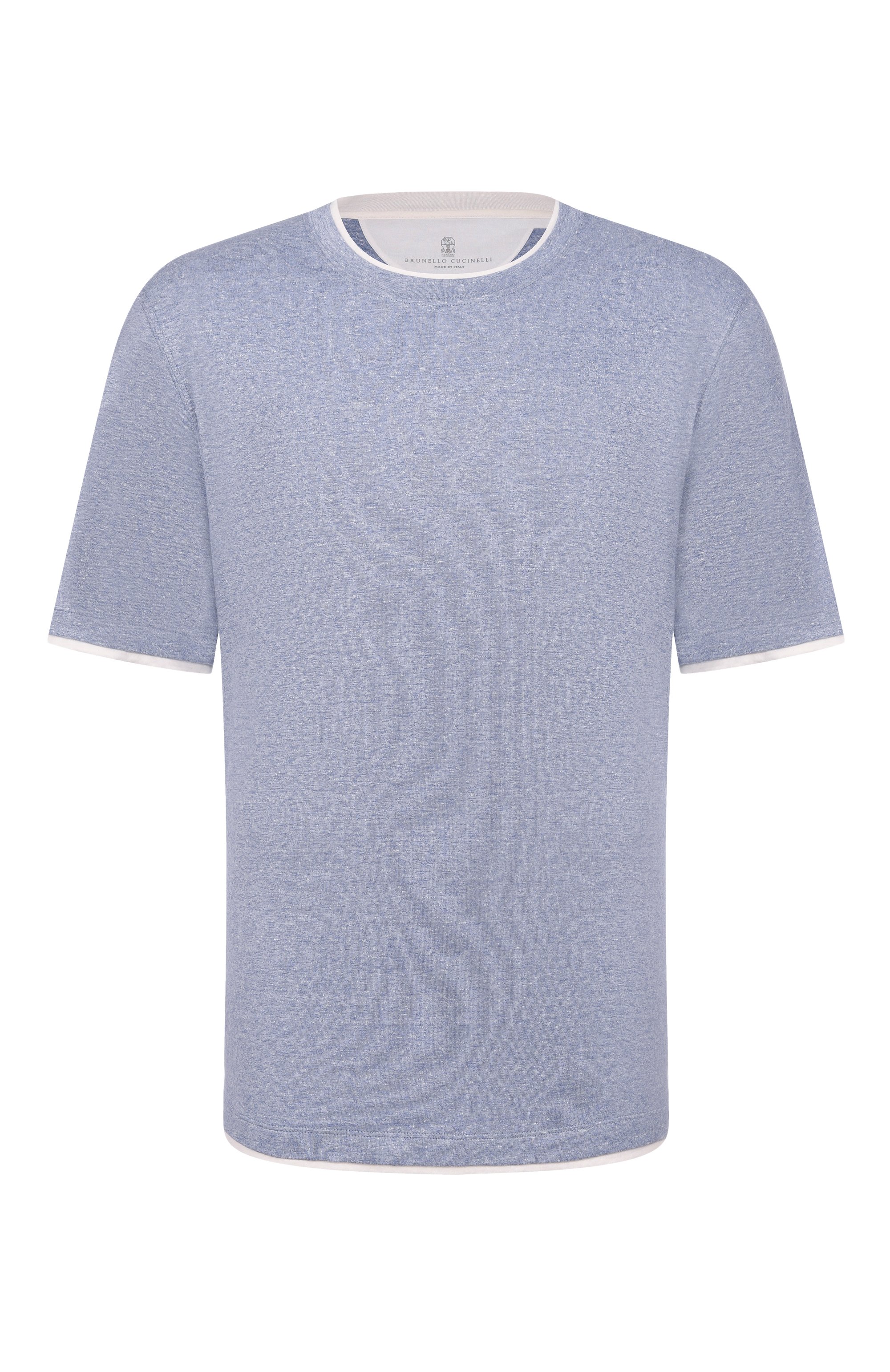 Футболка из хлопка и льна BRUNELLO CUCINELLI, арт. MW8357427, фото 1