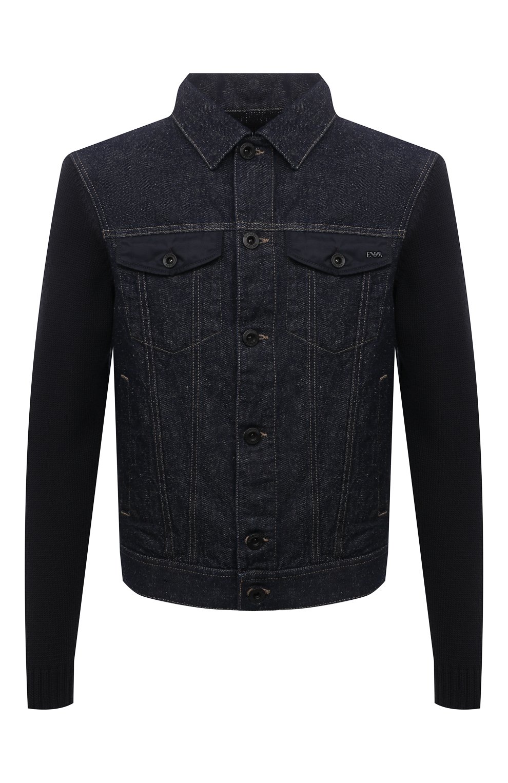 Комбинированная куртка EMPORIO ARMANI темно-синего цвета по цене 48350 руб., арт. 3L1BD9/1DL3Z, фото 1 Комбинированная куртка EMPORIO ARMANI, арт. 3L1BD9/1DL3Z, фото 1