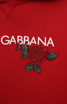 Детское хлопковое платье DOLCE & GABBANA красного цвета, арт. L5JD60/G7J7T/8-14 | Фото 3 (Рукава: Длинные; Случай: Повседневный; Материал сплава: Проставлено; Материал внешний: Хлопок; Драгоценные камни: Проставлено)