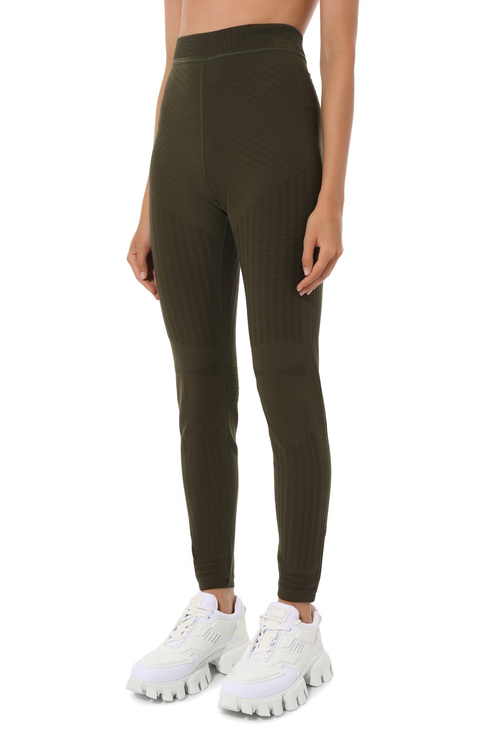 Легинсы prada linea rossa PRADA хаки цвета по цене 100000 руб., арт. 122051-1VMR-F0161-192, фото 3 Легинсы prada linea rossa PRADA, арт. 122051-1VMR-F0161-192, фото 3