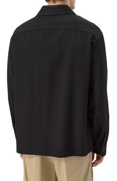 Мужская шерстяная куртка-рубашка BALMAIN черного цвета, арт. DH0HS391/WB01 | Фото 4 (Драгоценные камни: Проставлено; Материал сплава: Проставлено; Материал внешний: Шерсть; Рукава: Длинные; Манжеты: На пуговицах; Случай: Повседневный; Принт: Однотонные; Длина (для топов): Стандартные; Воротник: Кент; Стили: Минимализм, Кэжуэл)
