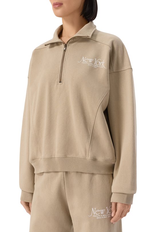 Хлопковый свитшот Sporty and Rich ST073622508GY15 Бежевый  ST073622508GY15 Фото 3