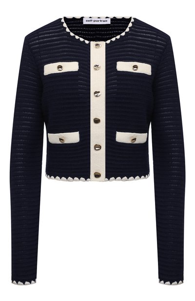 Женский кардиган из хлопка и вискозы SELF-PORTRAIT, арт. PF24-131J-BL