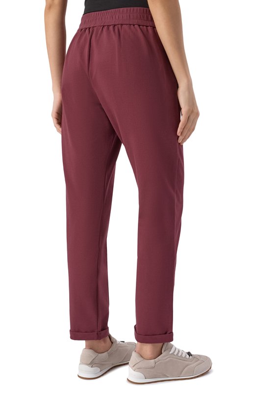Хлопковые брюки Brunello Cucinelli MP827FB799 Бордовый  MP827FB799 Фото 4