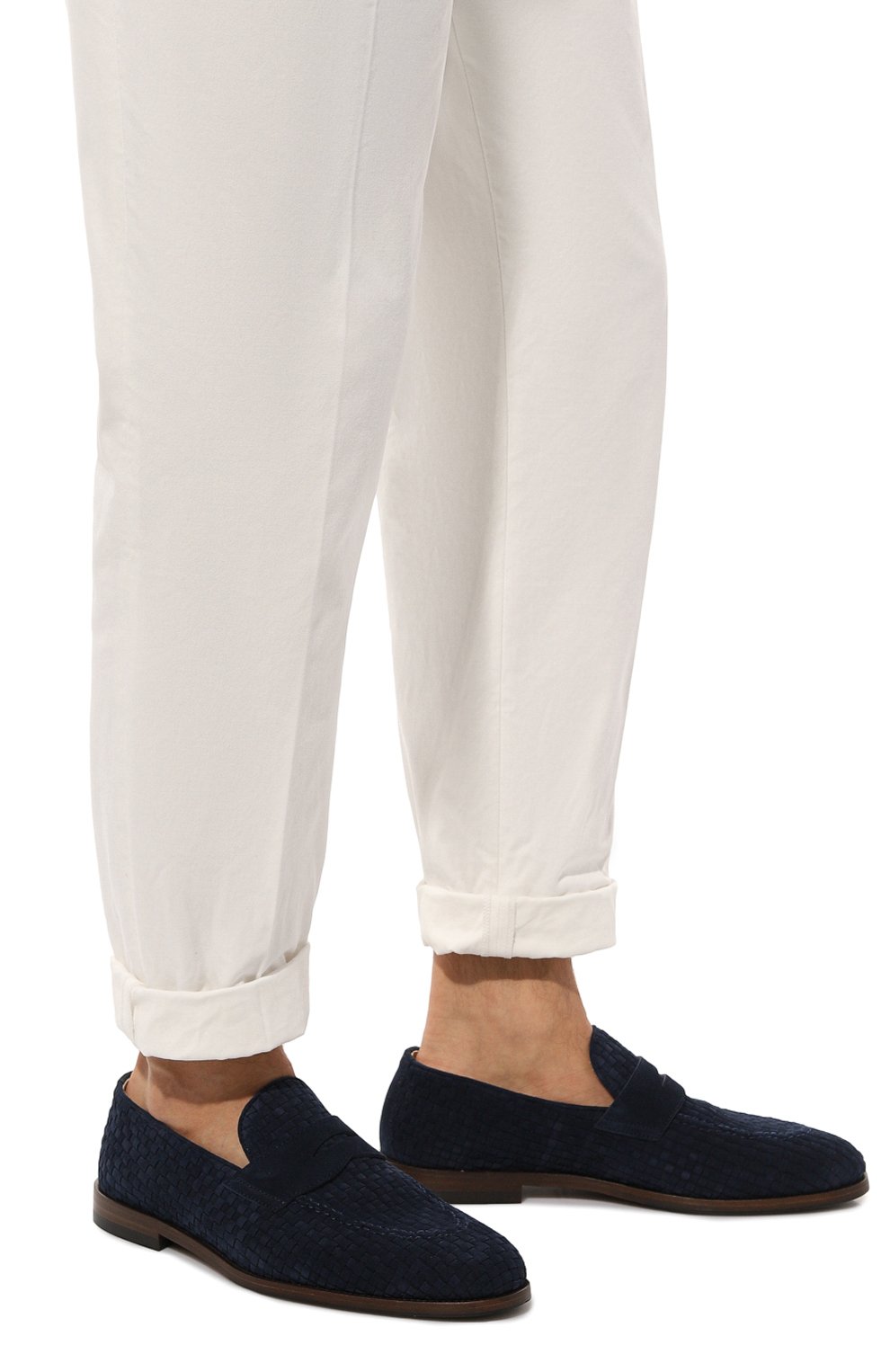Замшевые пенни-лоферы BRUNELLO CUCINELLI темно-синего цвета по цене 138000 руб., арт. MPUIHCB799, фото 3 Замшевые пенни-лоферы BRUNELLO CUCINELLI, арт. MPUIHCB799, фото 3