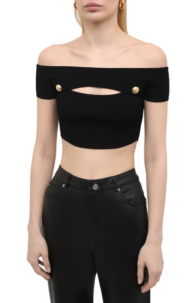 Топ из вискозы BALMAIN черного цвета по цене 65950 руб., арт. VF0AJ000/K211, фото 3 Топ из вискозы BALMAIN, арт. VF0AJ000/K211, фото 3