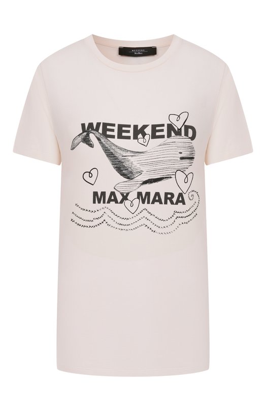 Хлопковая футболка Weekend Max Mara GUGLIA Кремовый GUGLIA