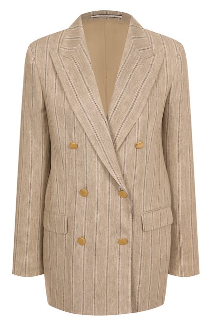 Женский жакет из льна и хлопка TAGLIATORE 0205 бежевого цвета, арт. J-JASMINE10B/340310 | Фото 1 (Материал внешний: Лен, Хлопок; Рукава: Длинные; Длина (дл�я топов): Удлиненные; Драгоценные камни: Проставлено; Материал сплава: Проставлено)