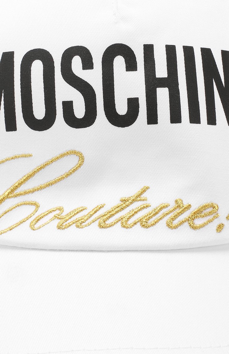 Детская хлопковая бейсболка MOSCHINO белого цвета, арт. HDX00S/L0A00 | Фото 3 (Статус проверки: Проверена категория; Материал: Текстиль, Хлопок; Нос: Не проставлено)