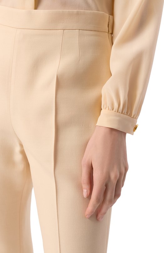 Брюки из шерсти и шелка Valentino 6B3RB6451CF Кремовый  6B3RB6451CF Фото 5