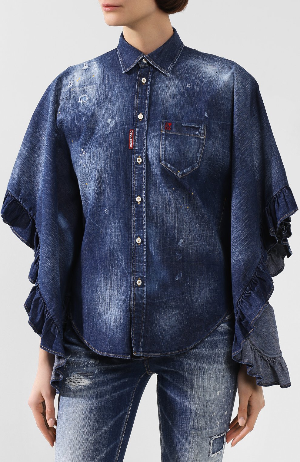 Джинсовая рубашка DSQUARED2 синего цвета по цене 47000 руб., арт. S75DL0705/S30341, фото 3 Джинсовая рубашка DSQUARED2, арт. S75DL0705/S30341, фото 3