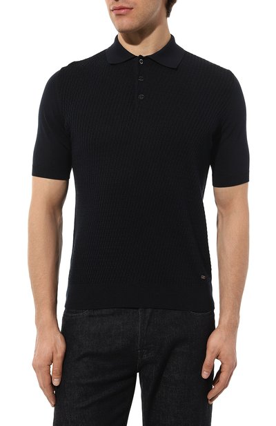 Поло из хлопка и шелка ZILLI темно-синего цвета по цене 121000 руб., арт. MBZ-PB238-ALL01/MC01, фото 3 Поло из хлопка и шелка ZILLI, арт. MBZ-PB238-ALL01/MC01, фото 3