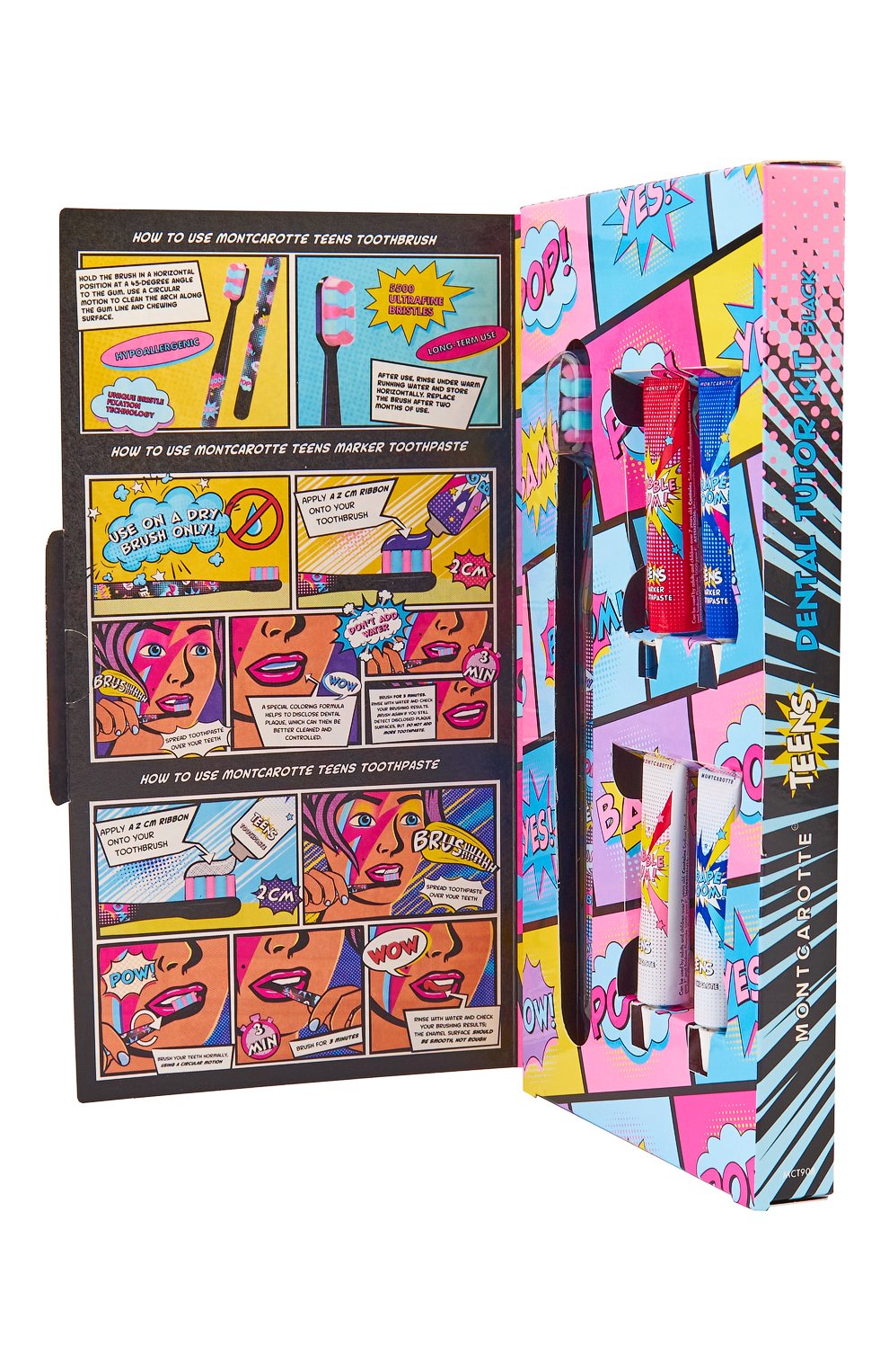 Черный набор для обучения чистки зубов у подростков и детей 7+ MONTCAROTTE, арт. МСТ908, фото 3