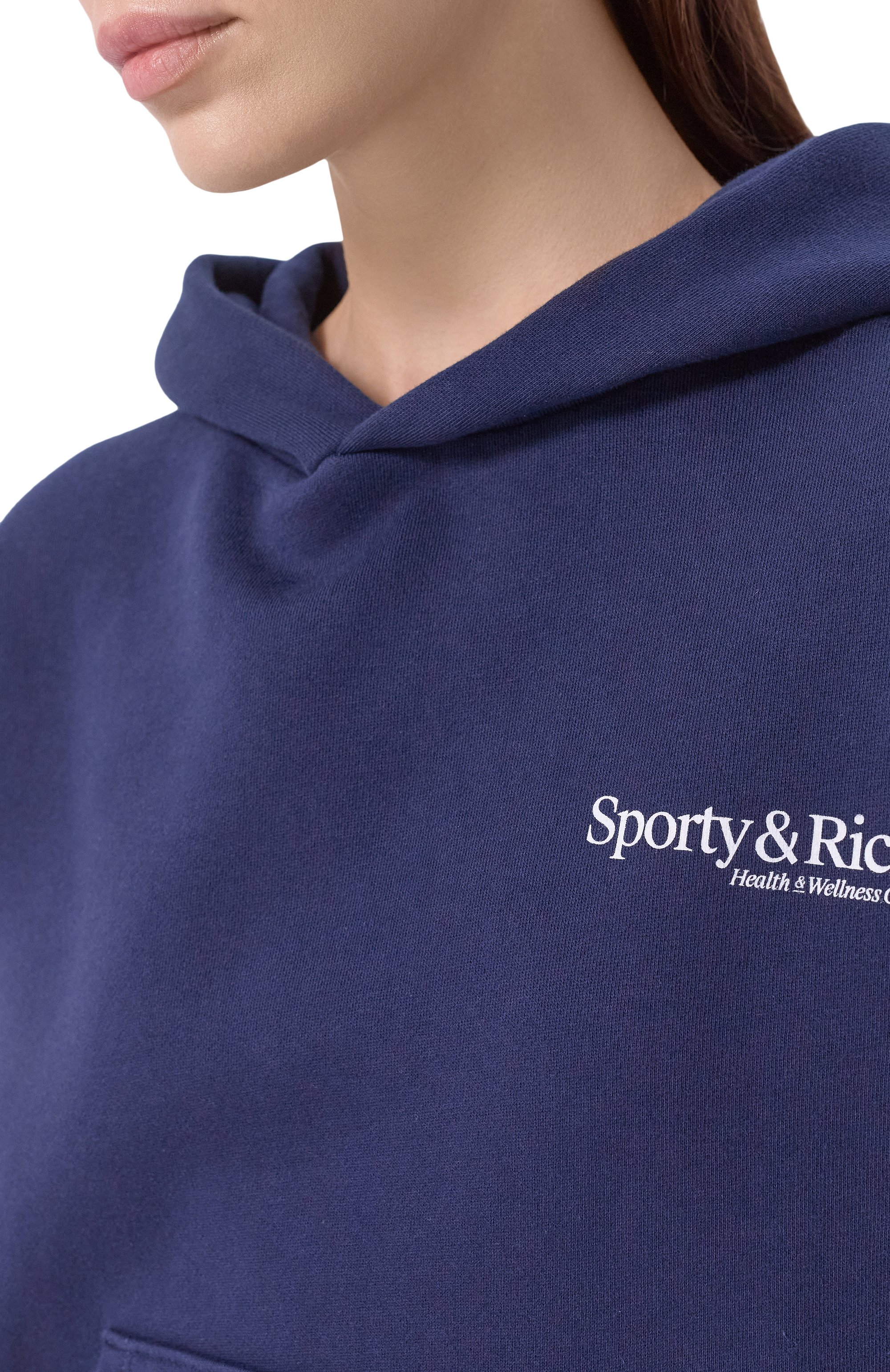 Хлопковое худи SPORTY AND RICH темно-синего цвета по цене 33600 руб., арт. ST095710087BL106, фото 5 Хлопковое худи SPORTY AND RICH, арт. ST095710087BL106, фото 5
