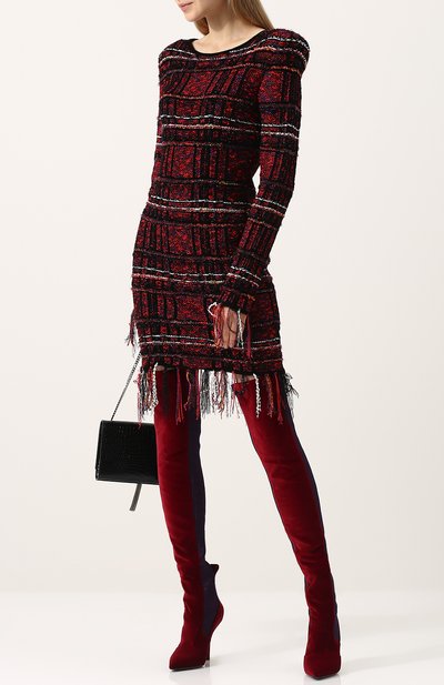 Бархатные ботфорты с вязаной отделкой на шпильке FENDI, арт. 8W6620/A02G, фото 2