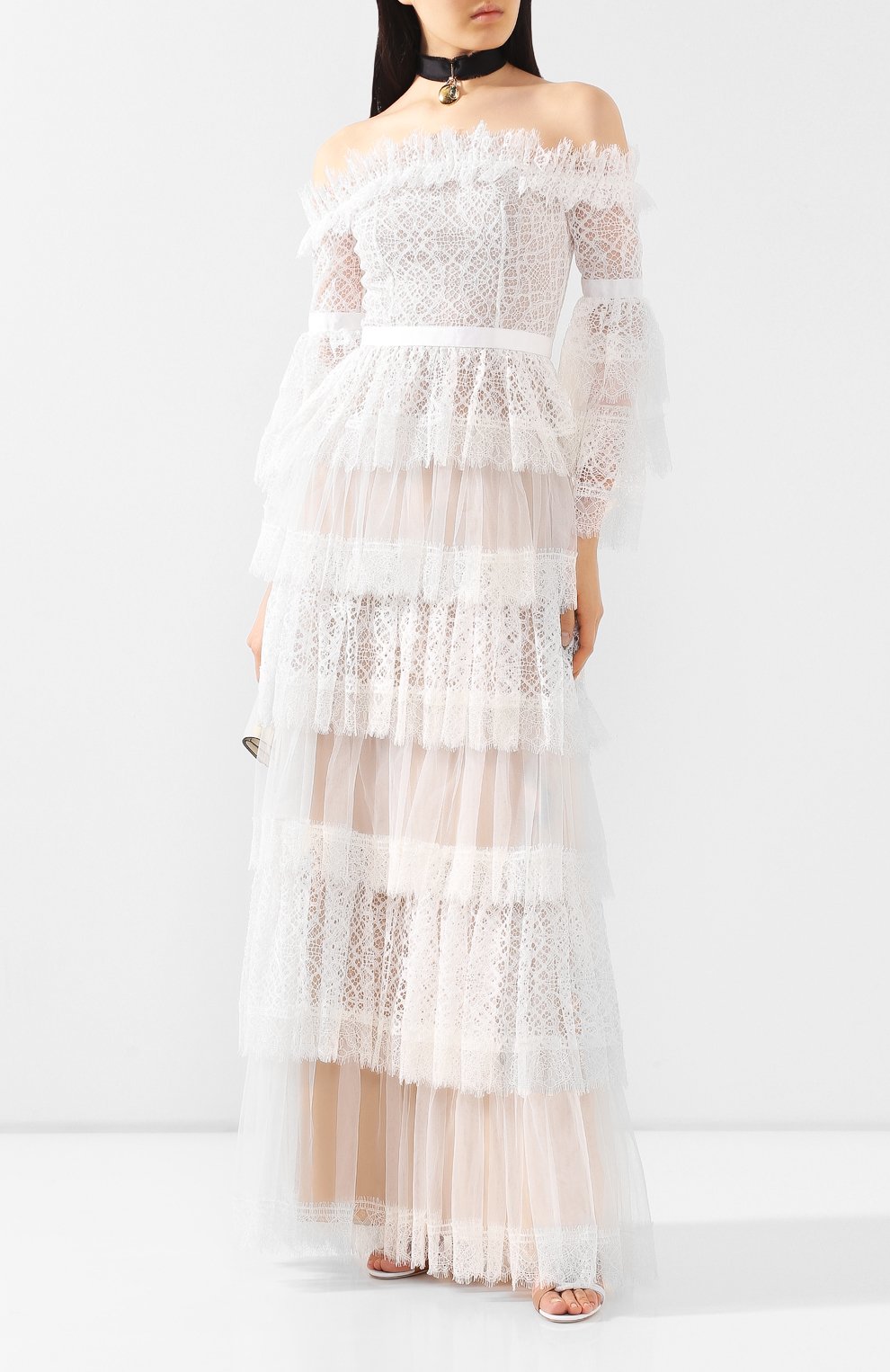 Платье-макси ZUHAIR MURAD белого цвета по цене 420000 руб., арт. DRS20027/LMIX006, фото 2 Платье-макси ZUHAIR MURAD, арт. DRS20027/LMIX006, фото 2