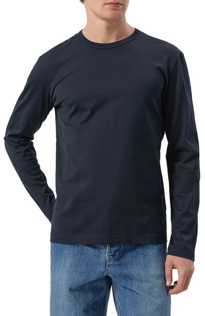 Хлопковый лонгслив DOLCE & GABBANA темно-синего цвета по цене 52150 руб., арт. G8PV0T/FU7EQ, фото 3 Хлопковый лонгслив DOLCE & GABBANA, арт. G8PV0T/FU7EQ, фото 3